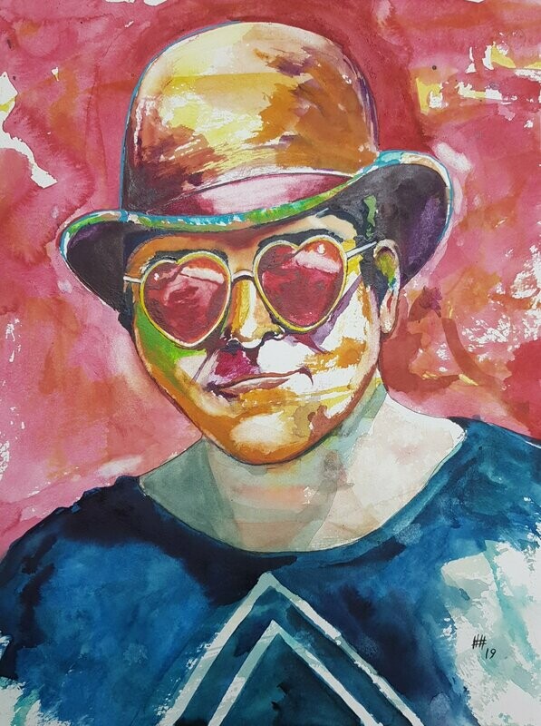 Hubert Havránek: Is there love in his eyes? Aquarell: 30 x 40 cm inkl. Passepartout 40 x 50 cm