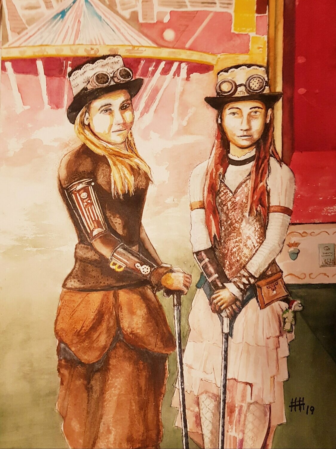 Hubert Havránek: Steampunkgirls Aquarell: 30 x 40 cm inkl. Passepartout 40 x 50 cm