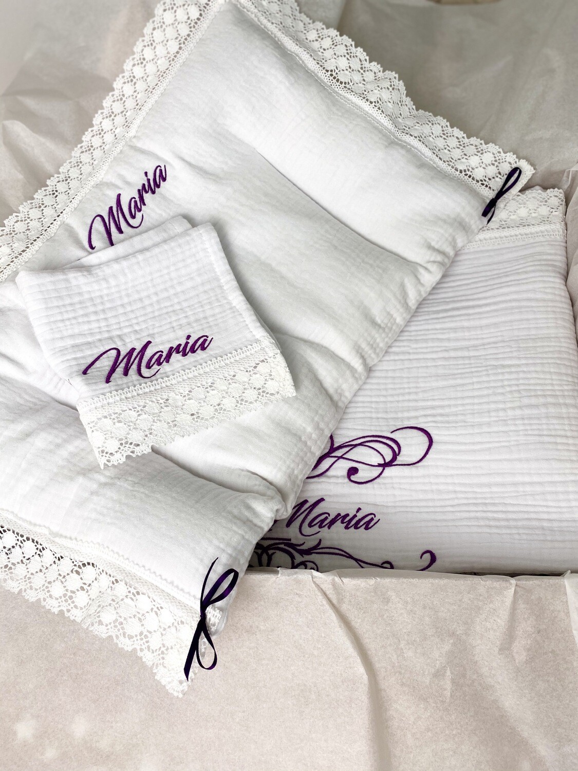 Set Cadou Botez Muselina Regal