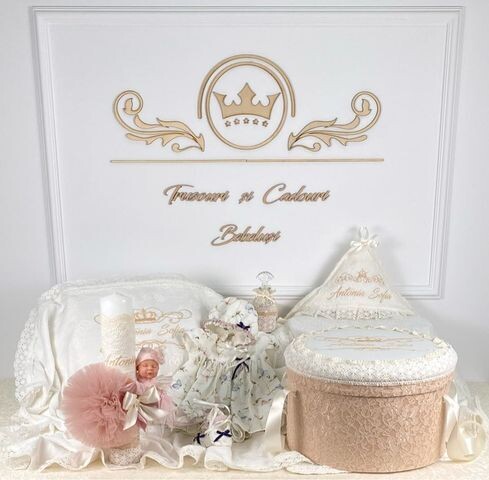 Trusou Botez Fluturasi pe Muselina - Set Biserica Premium