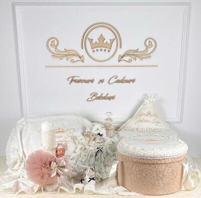 Trusou Botez Fluturasi pe Muselina - Set Biserica Premium
