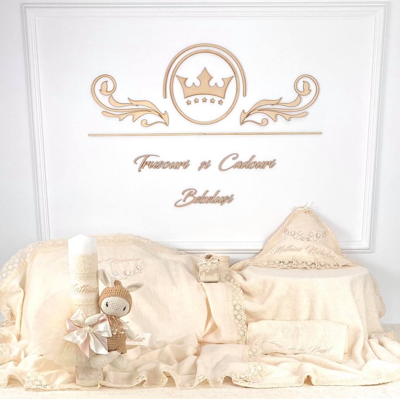 Trusou Botez Personalizat Simplu Cotton Flower - Set Biserica