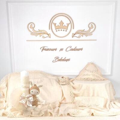 Trusou Botez Personalizat Simplu Cotton Flower - Set Biserica