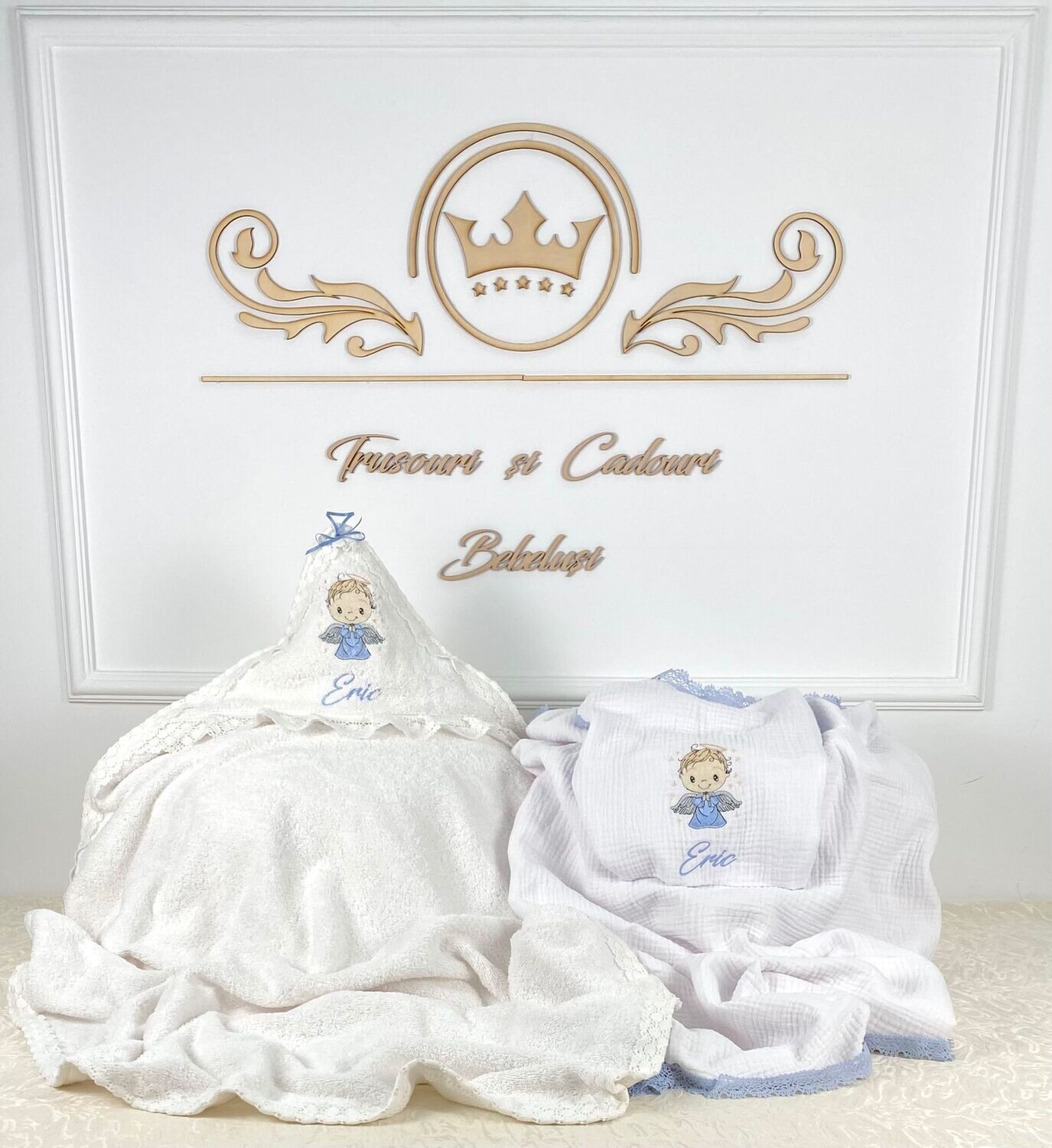 Set Cadou Botez Muselina Ingeras