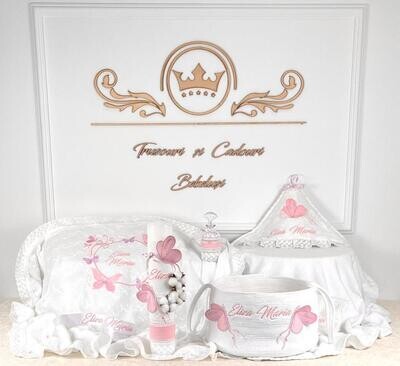 Trusou Botez Personalizat Fluturi lila - Set Biserica