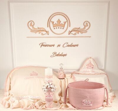 Trusou Botez Personalizat Muslin Carusel - Set Biserica