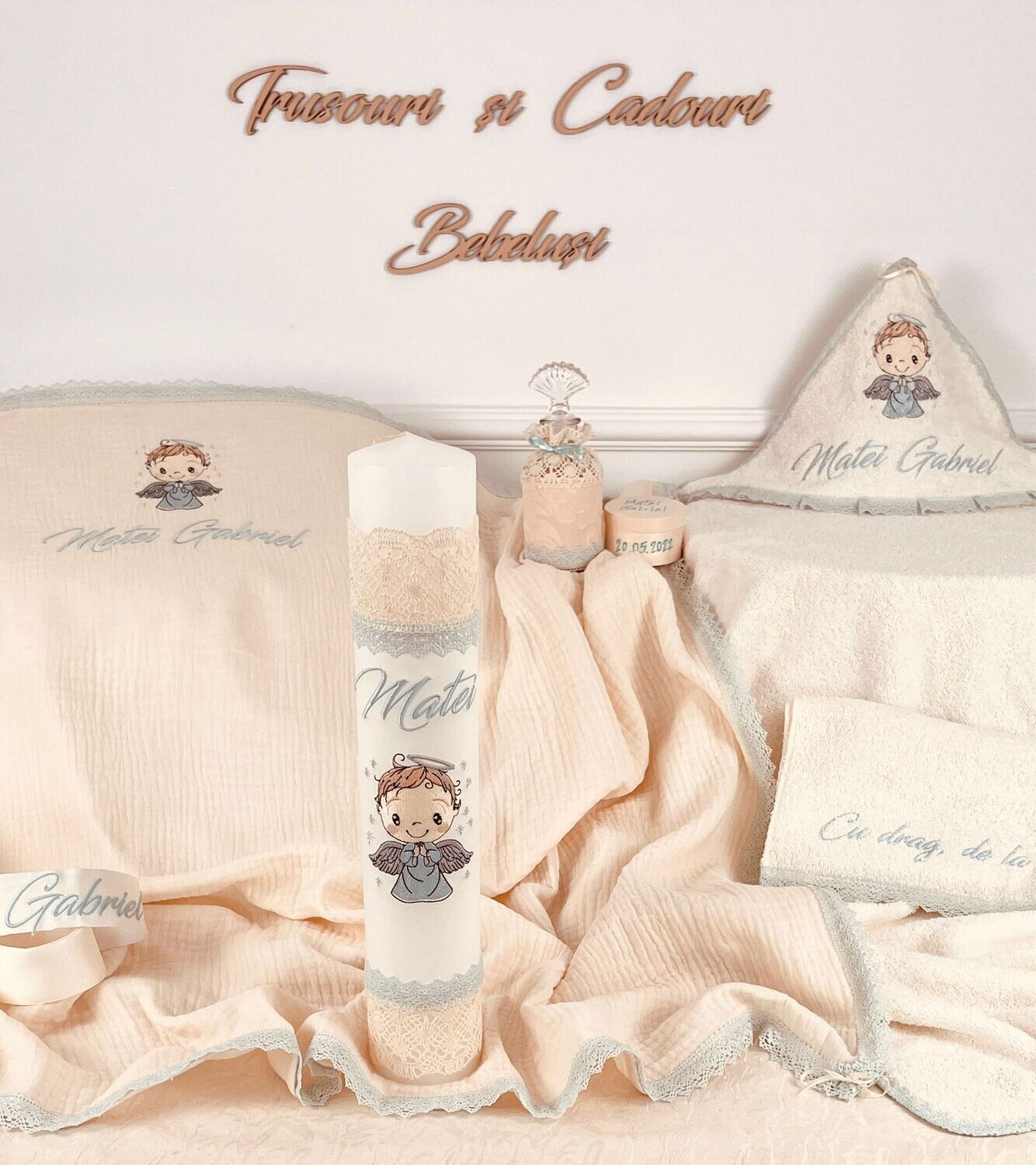 Trusou Botez Personalizat Ingeras Matei - Set Biserica