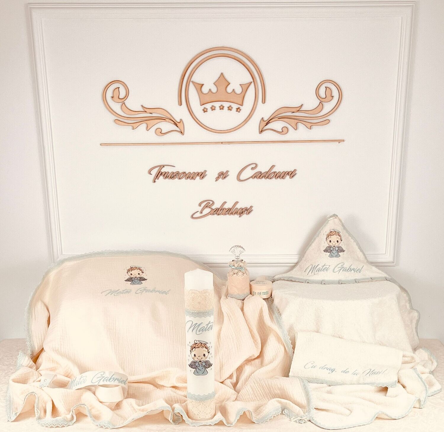 Trusou Botez Personalizat Ingeras Matei - Set Biserica