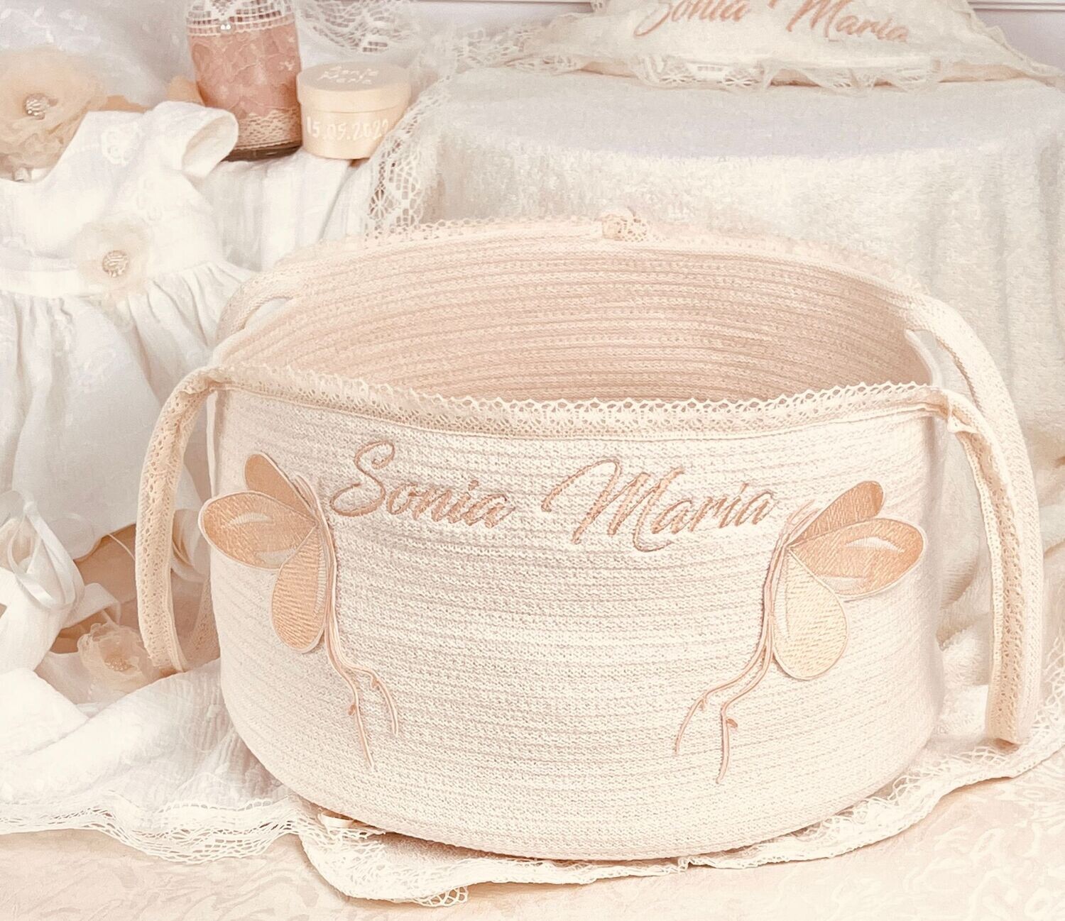 Trusou Botez Personalizat Muslin Sonia - Set Biserica Premium