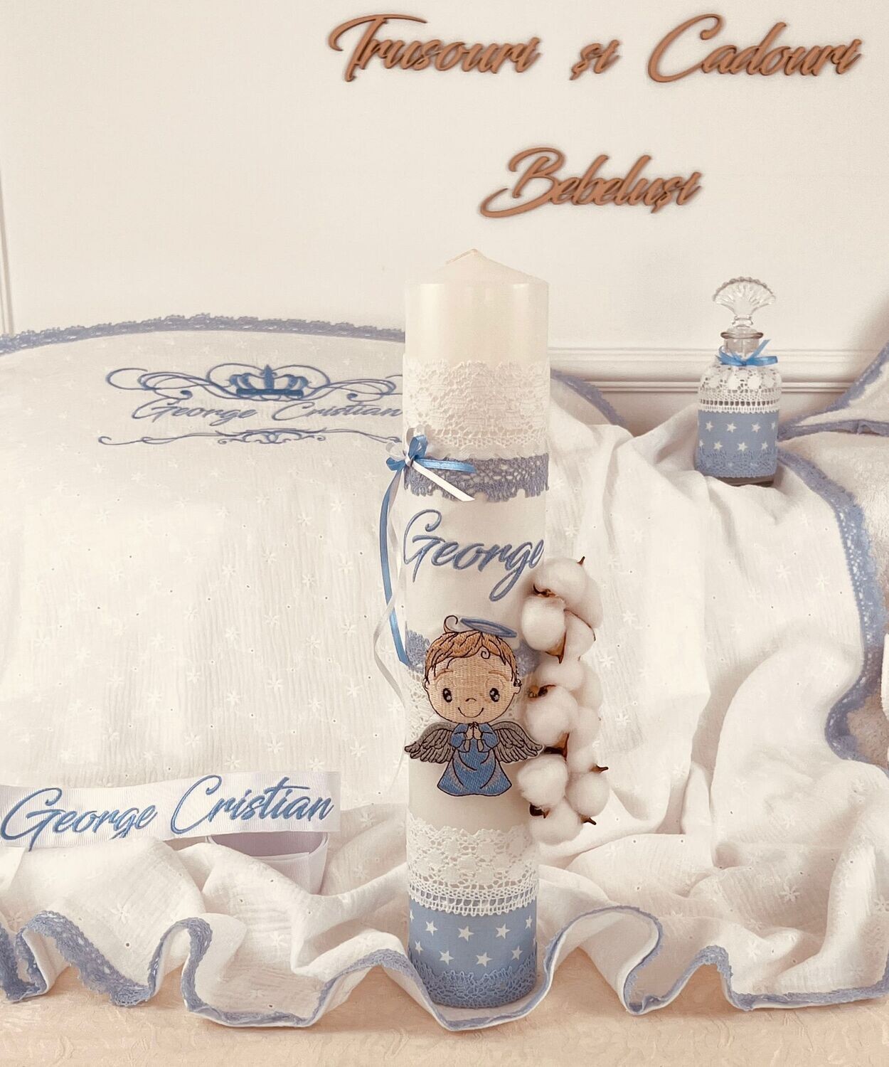 Trusou Botez Personalizat Muslin Royal S - Set Biserica