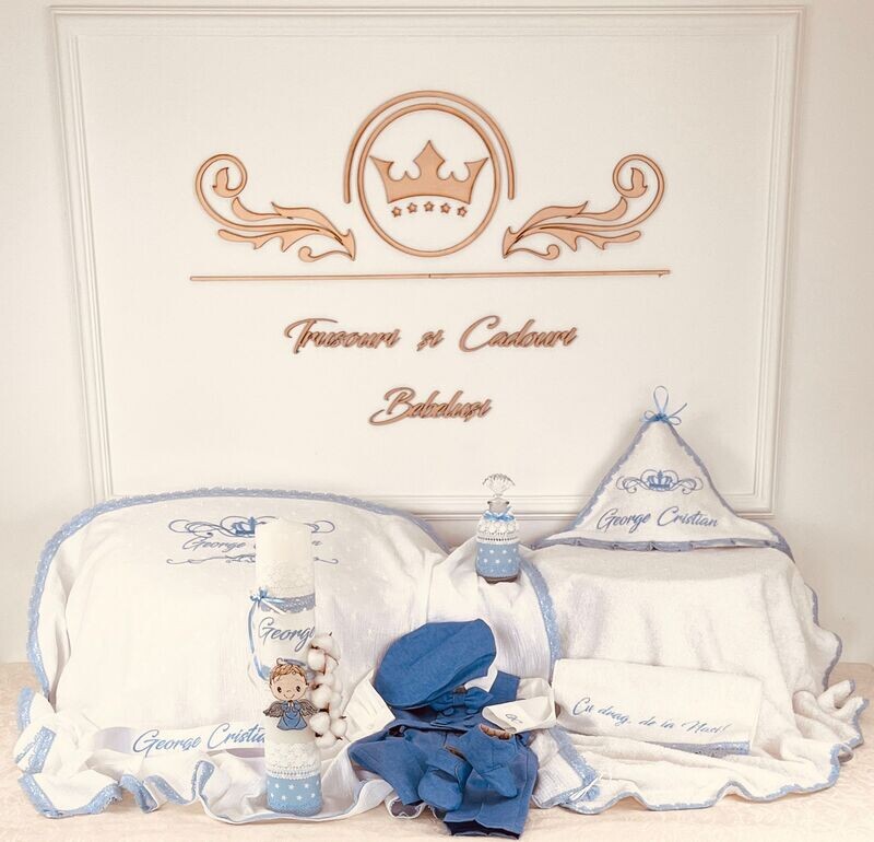Trusou Botez Personalizat Muslin Royal S - Set Biserica