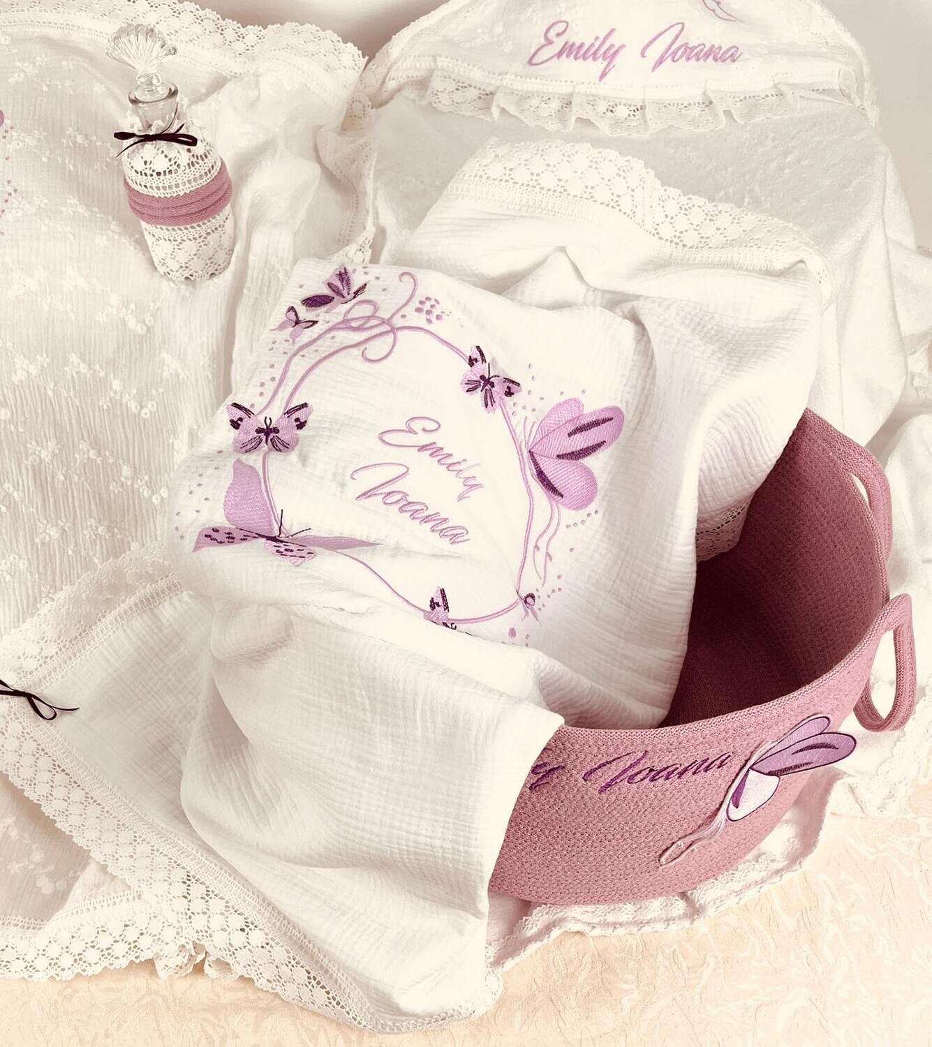 Trusou Botez Fluturi Lila 2 - Set Biserica Premium