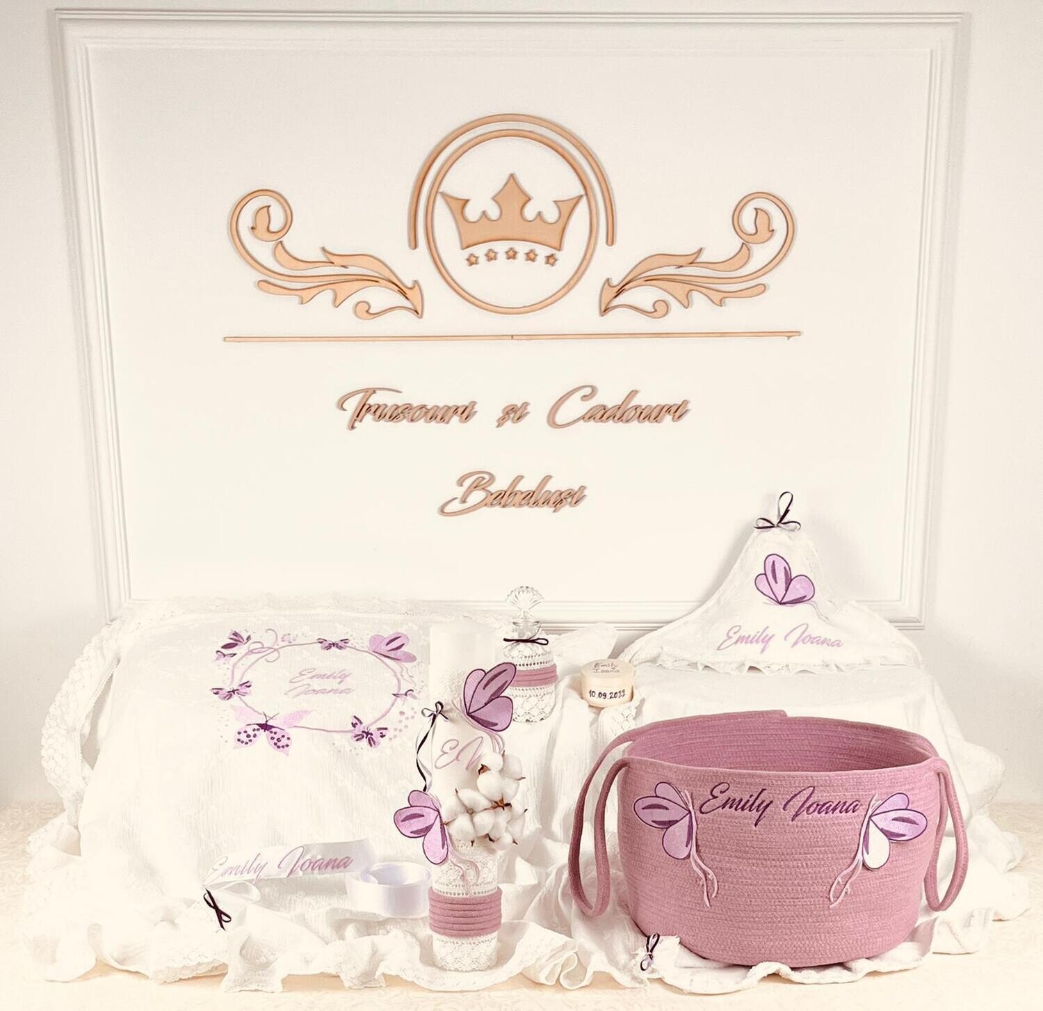 Trusou Botez Fluturi Lila 2 - Set Biserica Premium