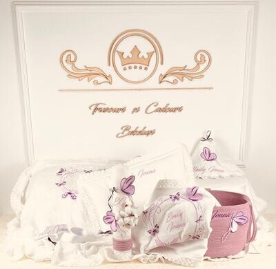 Trusou Botez Fluturi Lila 2 - Set Biserica Premium