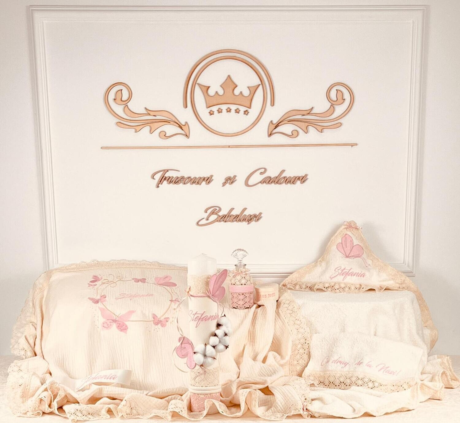 Trusou Botez Bumbac si Fluturi new- Set Biserica Premium