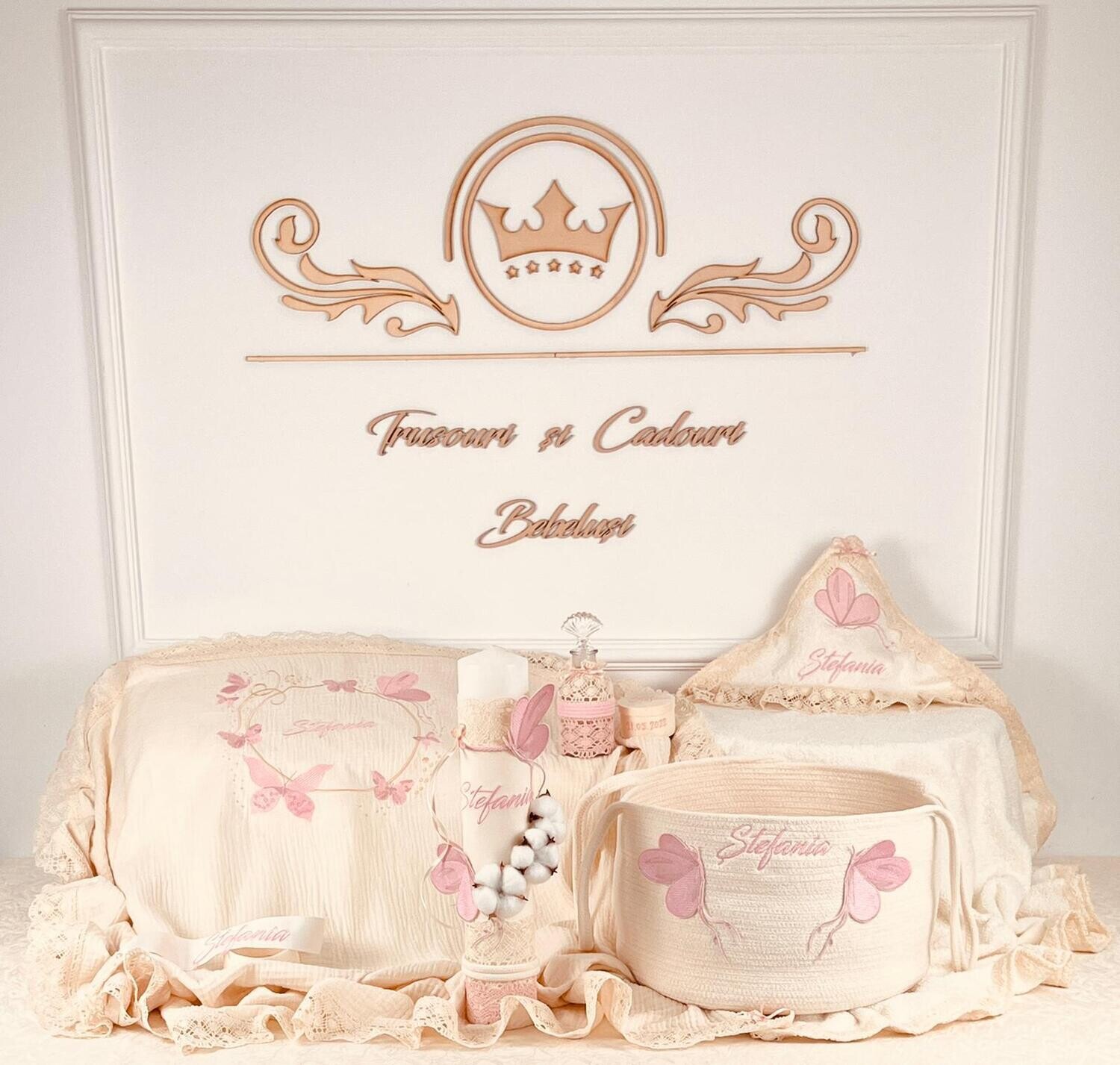 Trusou Botez Bumbac si Fluturi new- Set Biserica Premium