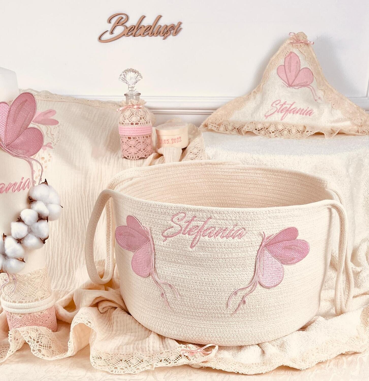 Trusou Botez Bumbac si Fluturi new- Set Biserica Premium
