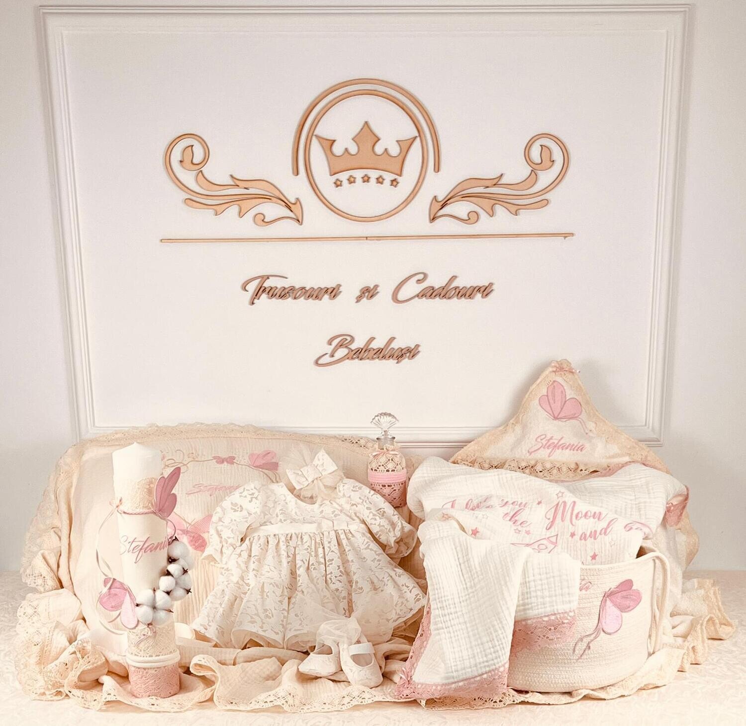 Trusou Botez Bumbac si Fluturi new- Set Biserica Premium