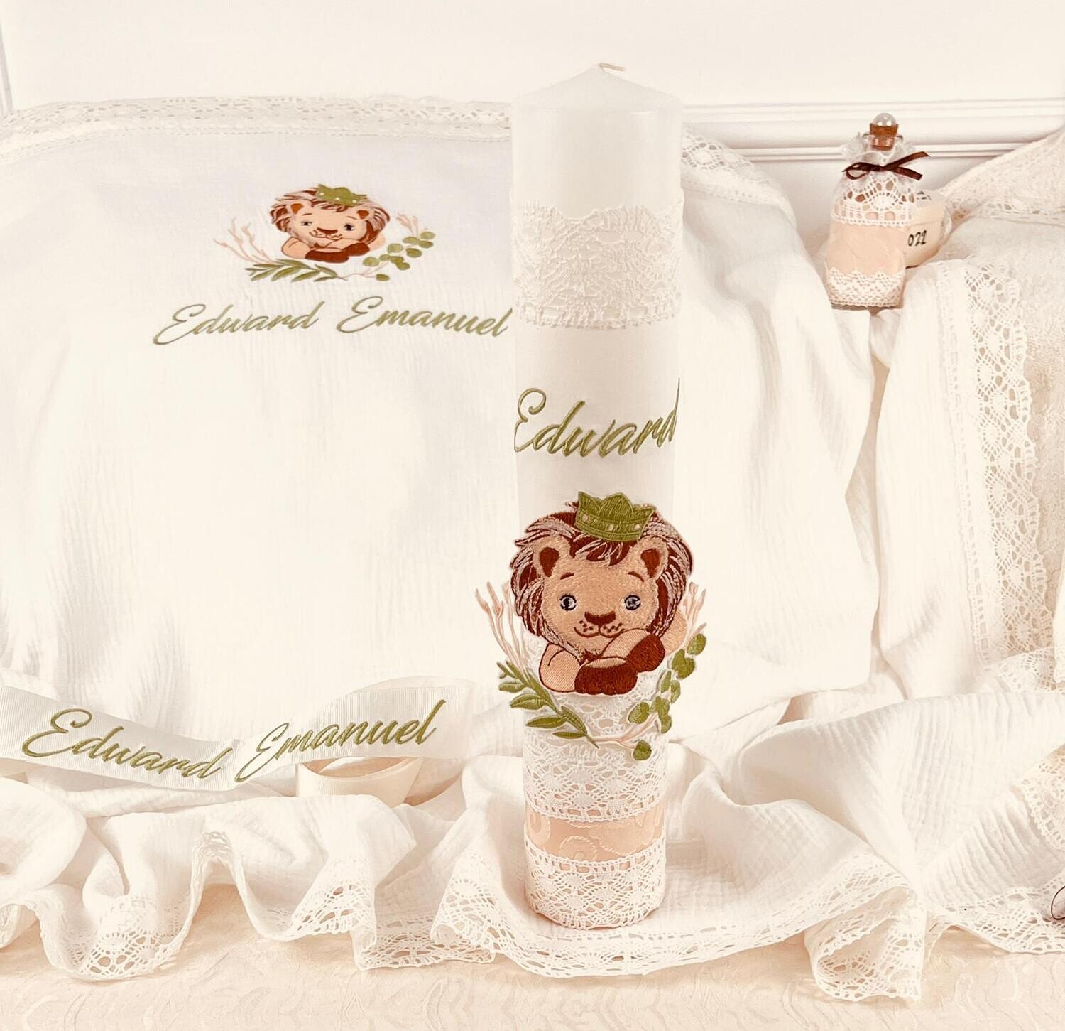 Trusou Botez Personalizat Regele Leu - Set Biserica Premium