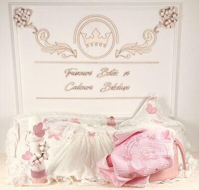 Trusou Botez Personalizat Fluturi Roz - Set Biserica Premium