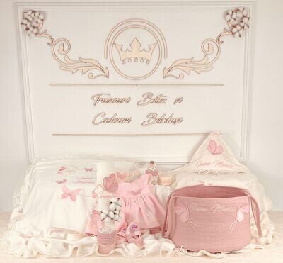Trusou Botez Personalizat Roz Irene - Set Biserica Premium