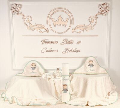 Trusou Botez din MUSELINA Ingeras Aqua - Set Biserica