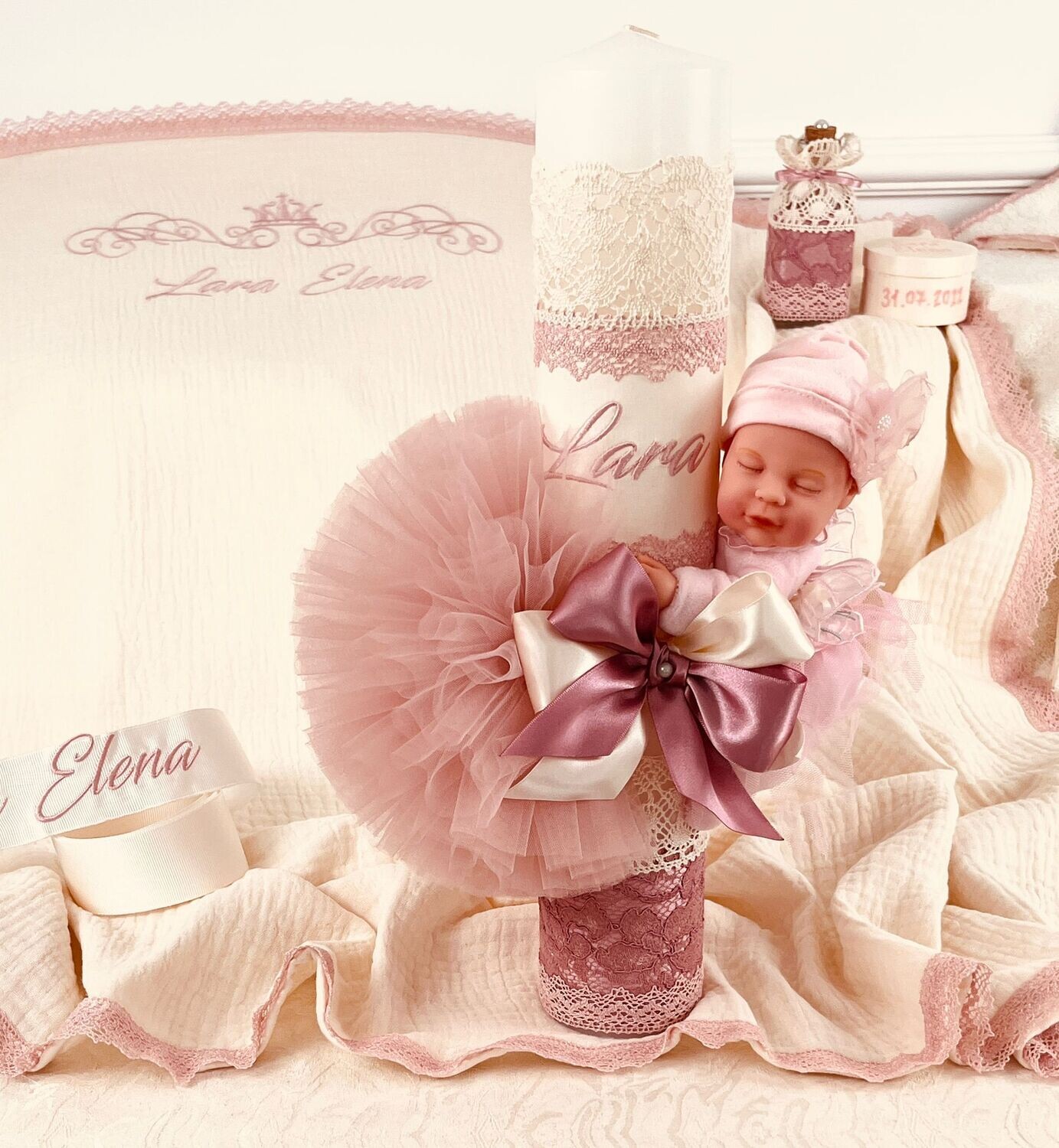 Trusou Botez Personalizat Simplu Royal Pink 2 - Set Biserica
