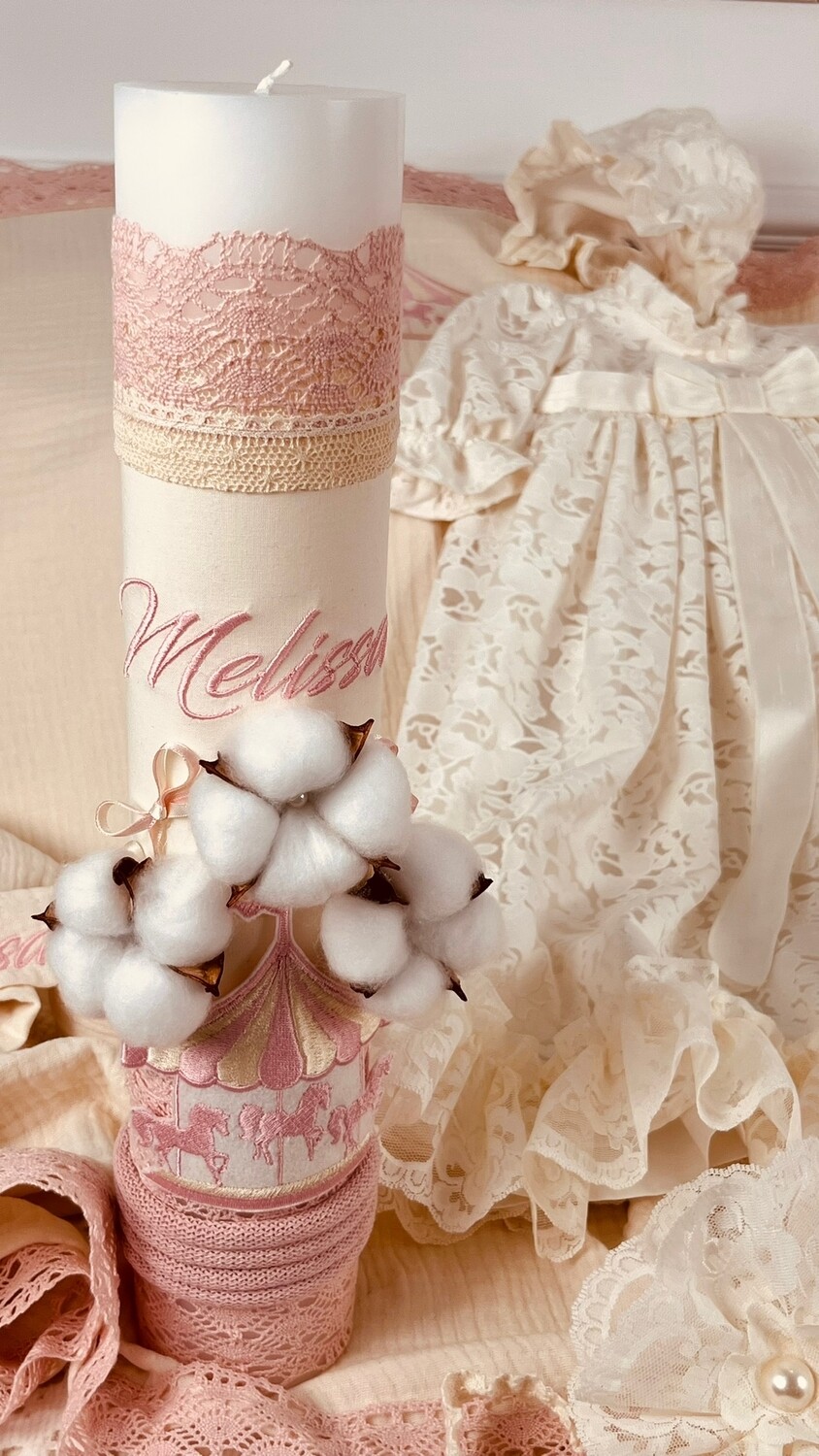 Trusou Botez Personalizat Muslin Carusel 2 - Set Biserica Premium