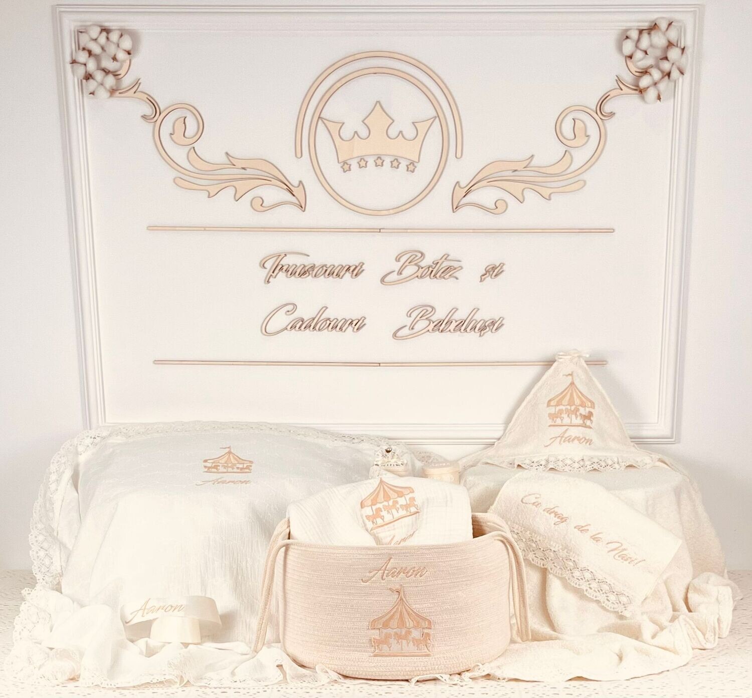 Trusou Botez Personalizat Muslin Carusel 3 - Set Biserica