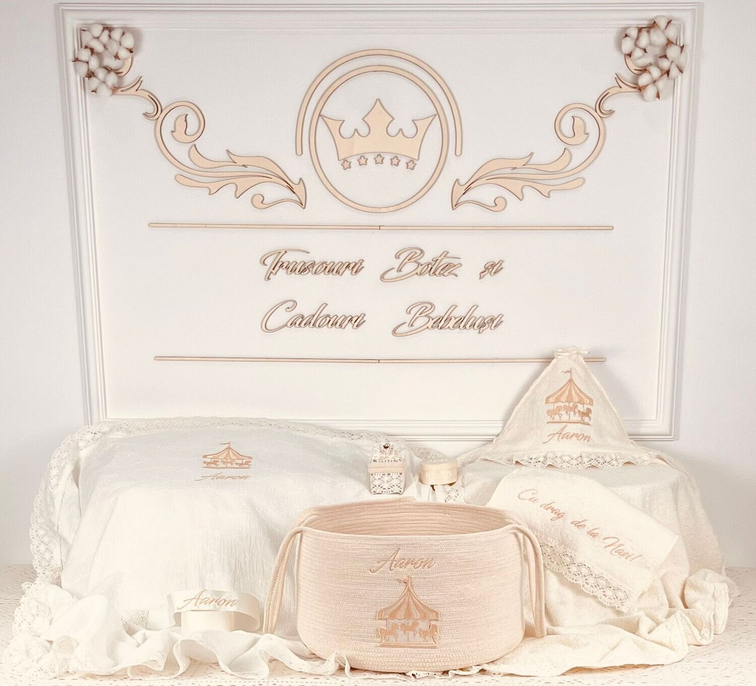 Trusou Botez Personalizat Muslin Carusel 3 - Set Biserica