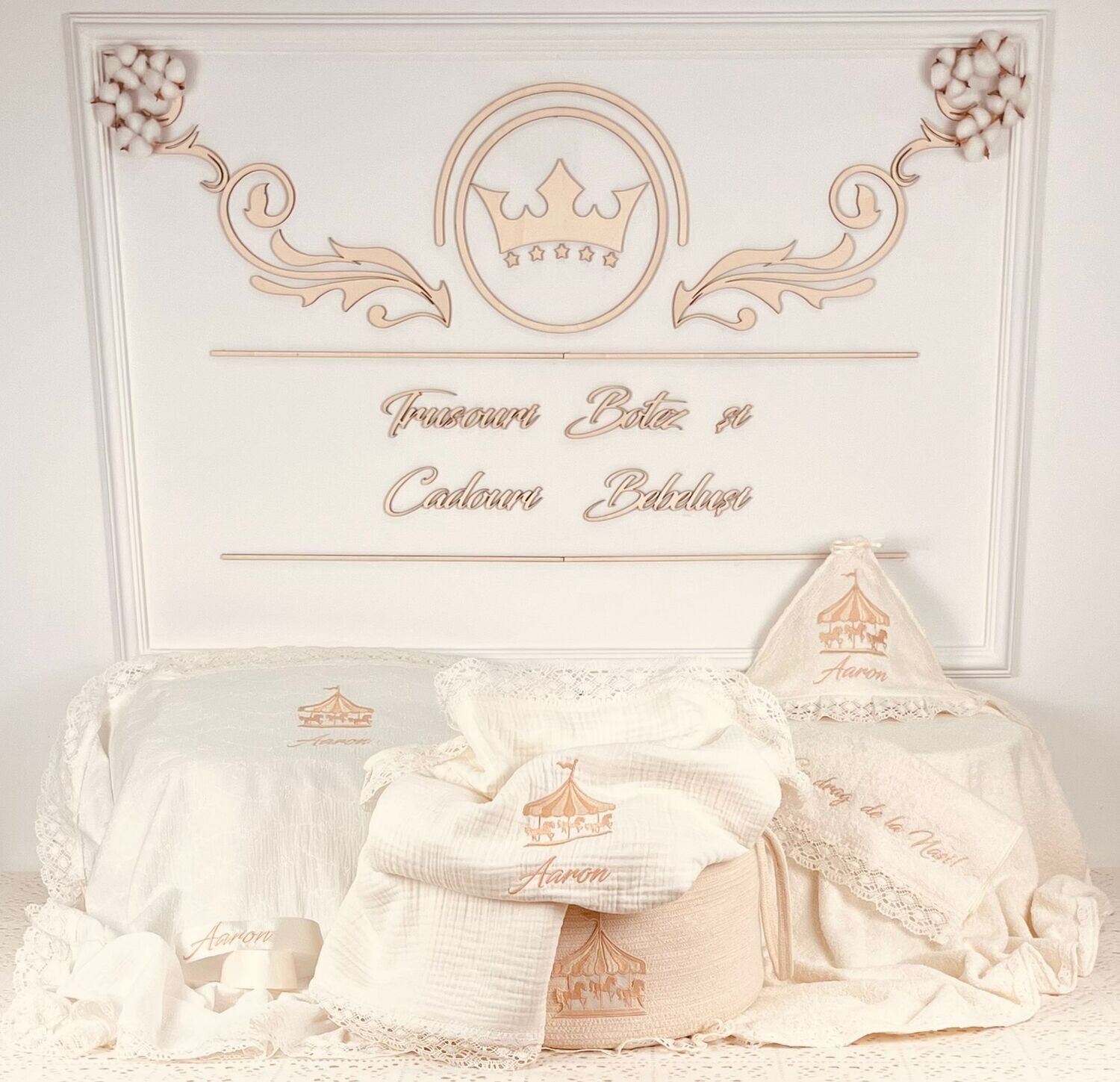 Trusou Botez Personalizat Muslin Carusel 3 - Set Biserica