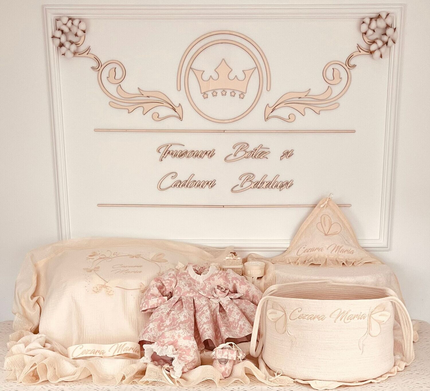Trusou Botez Bumbac si Fluturi All Ivory 2 - Set Biserica