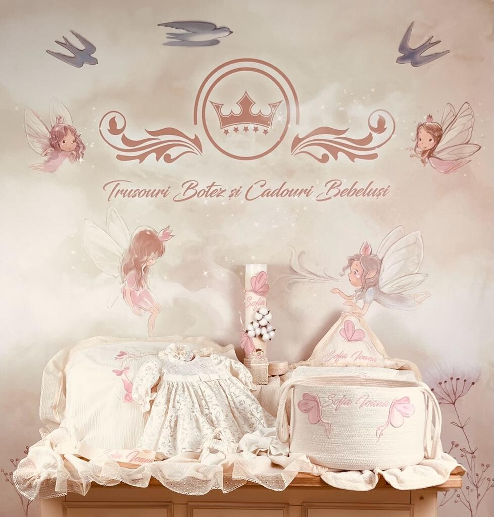 Trusou Botez Bumbac si Fluturi Sofia - Set Biserica Premium
