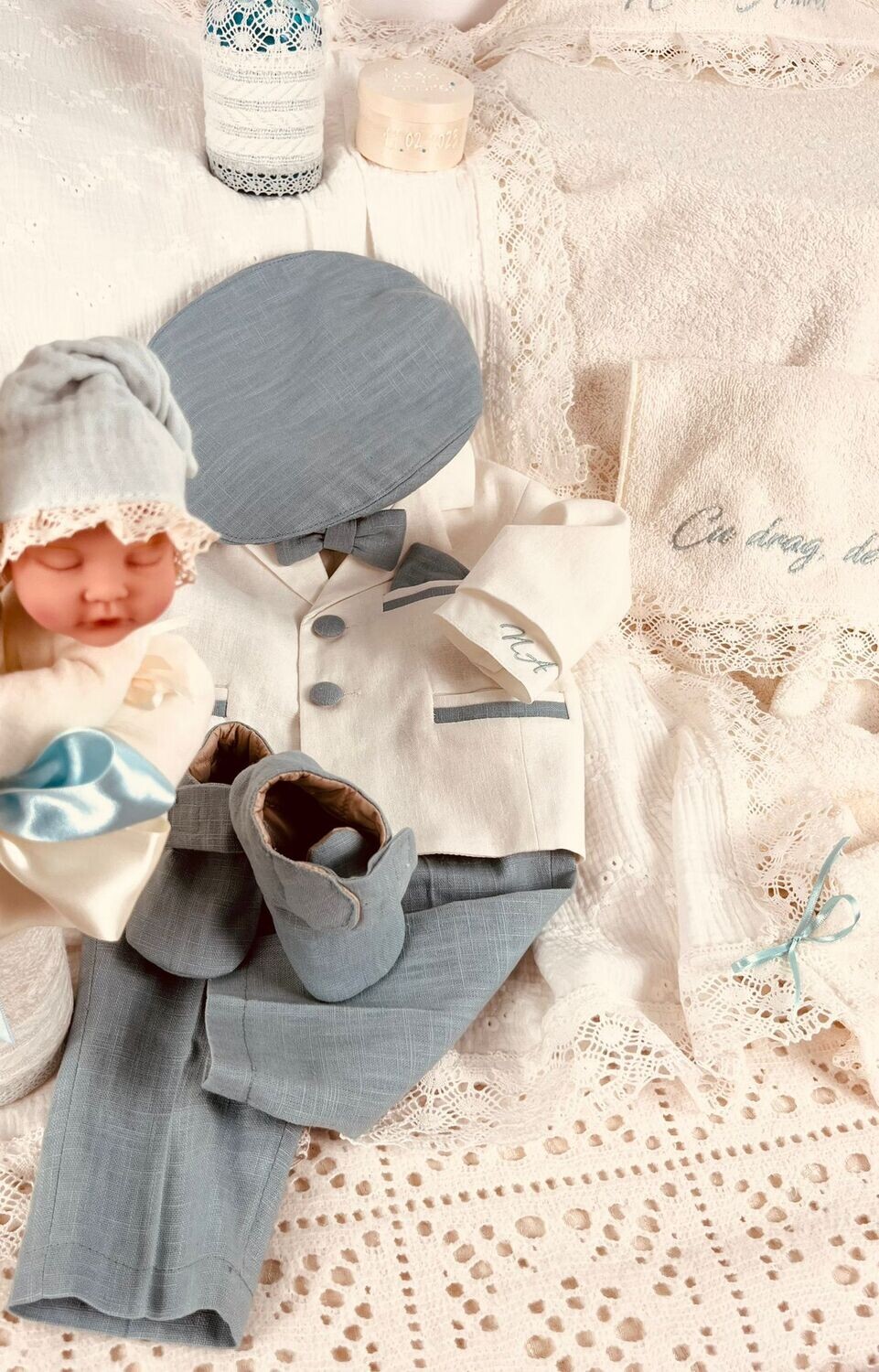 Trusou Botez Muselina Urs cu stea Noah - Set Biserica Premium