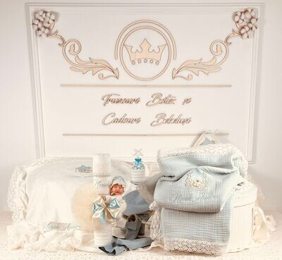 Trusou Botez Muselina Urs cu stea Noah - Set Biserica Premium