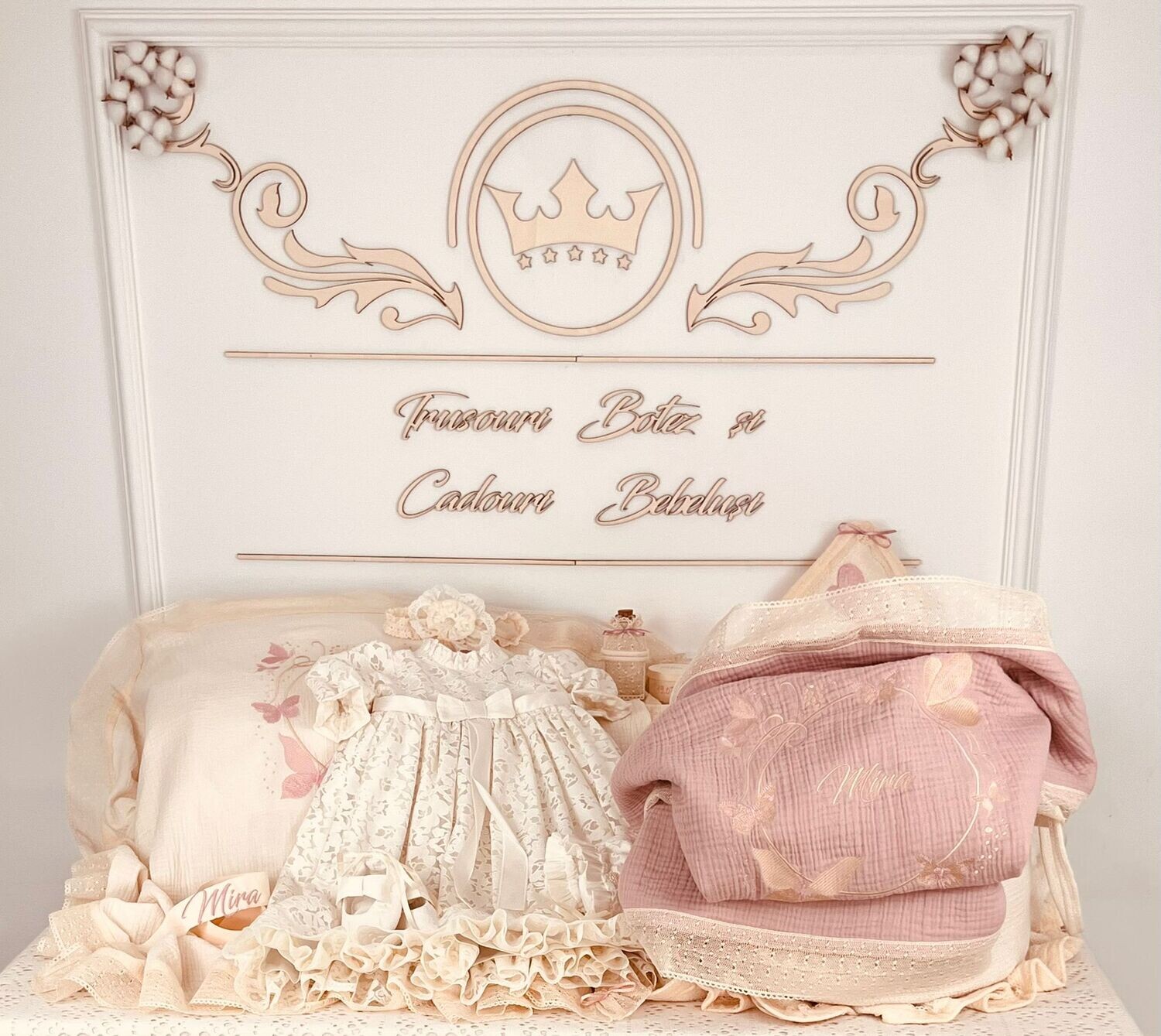 Trusou Botez Bumbac si Fluturi Mira Set Biserica Premium