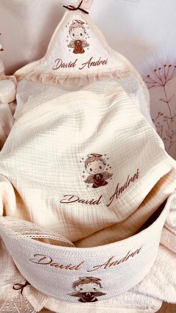Trusou Botez Muslin Ingeras David - Set Biserica Premium