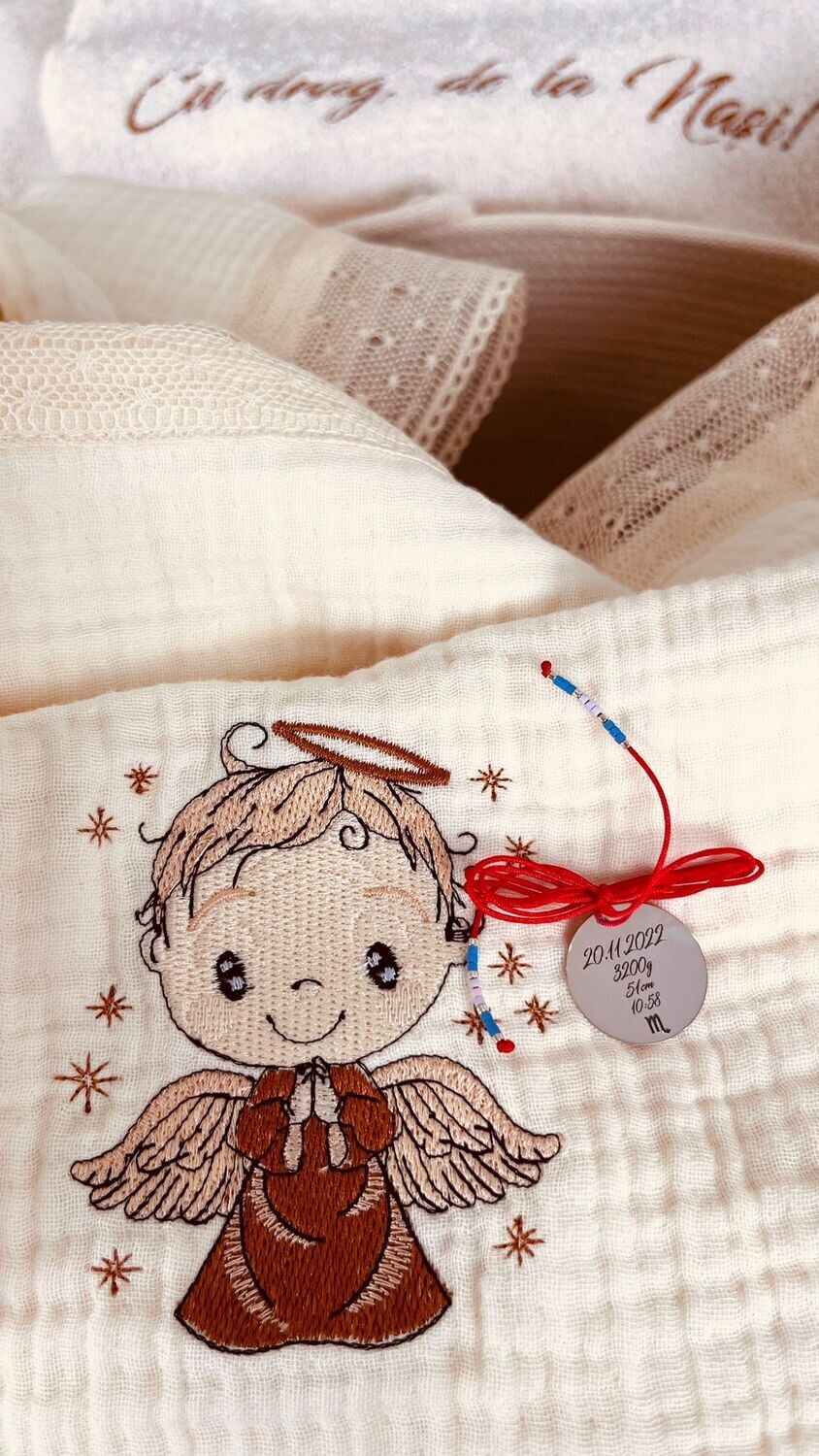 Trusou Botez Muslin Ingeras David - Set Biserica Premium