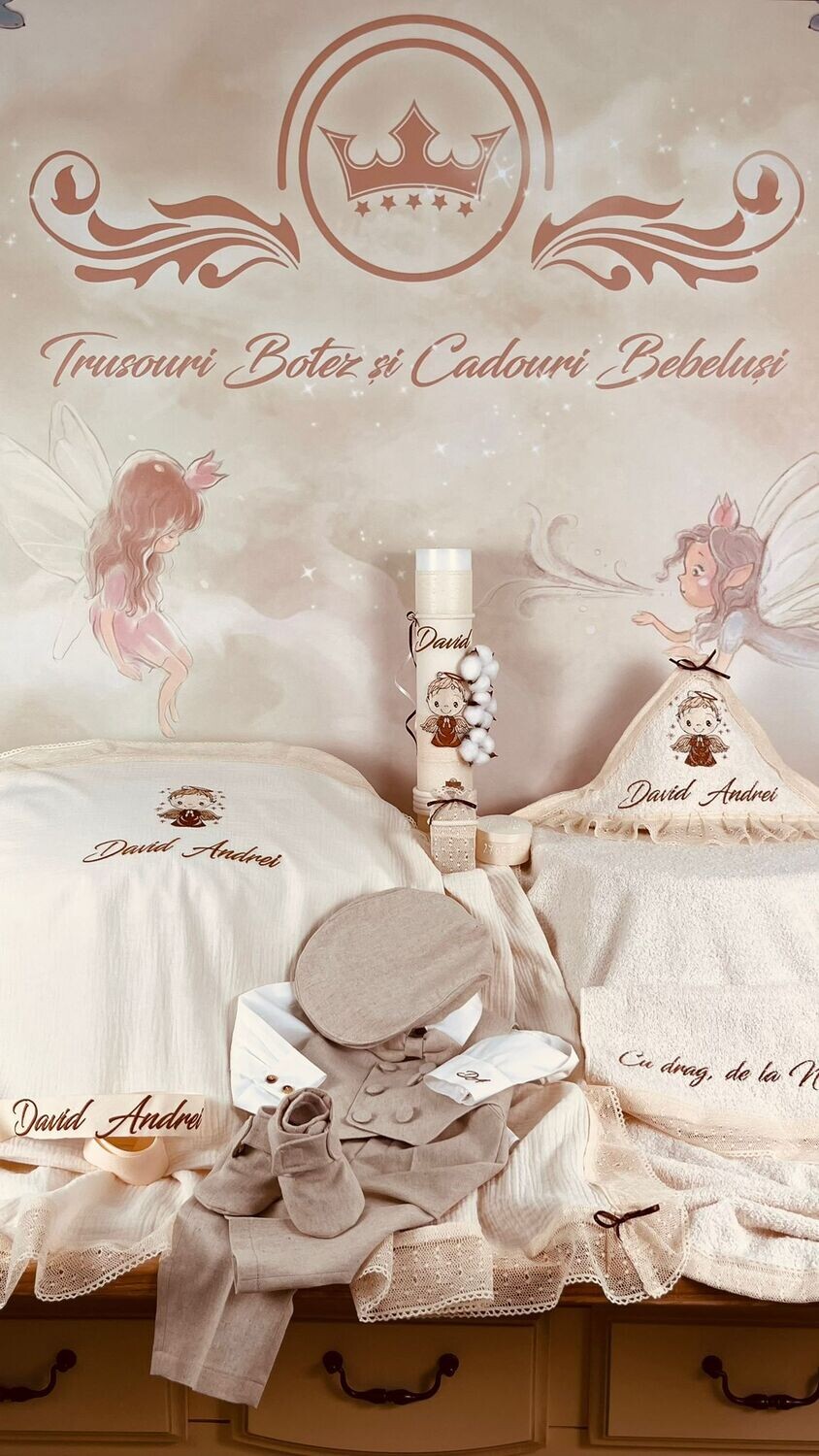 Trusou Botez Muslin Ingeras David - Set Biserica Premium