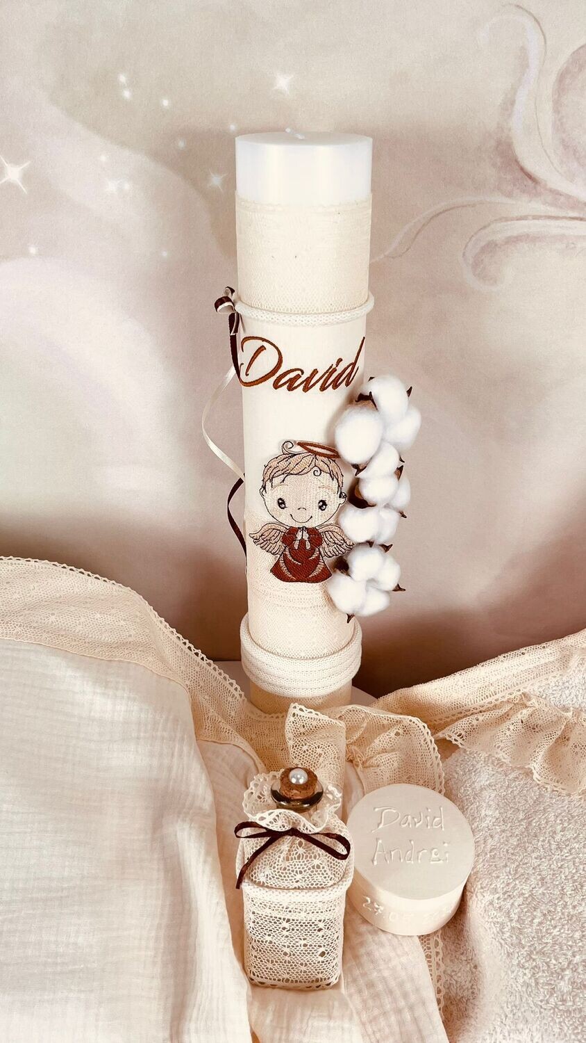 Trusou Botez Muslin Ingeras David - Set Biserica Premium