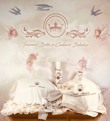 Trusou Botez Muslin Ingeras David - Set Biserica Premium