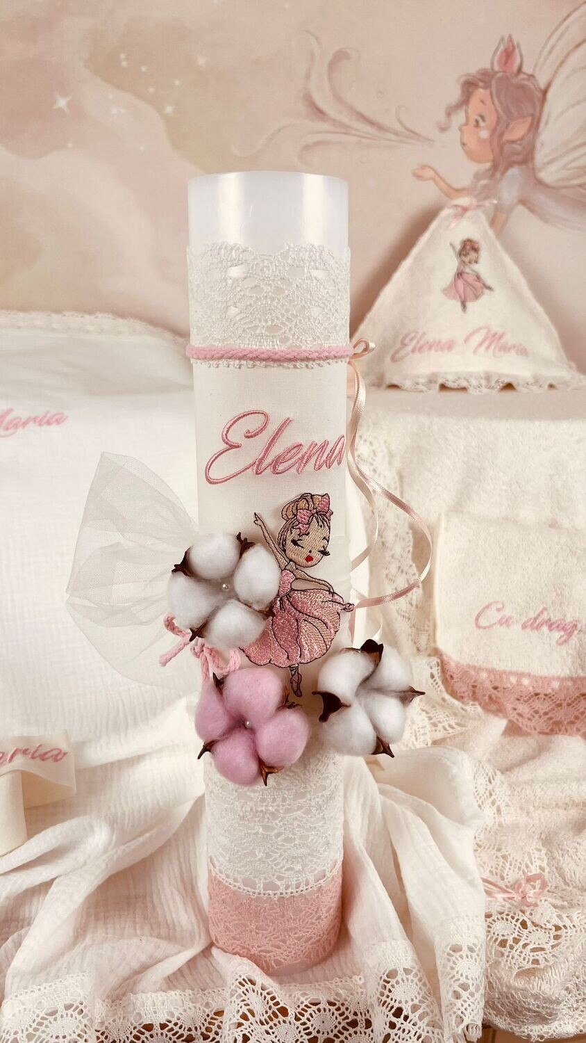 Trusou Botez Muslin Personalizat Balerina - Set Biserica