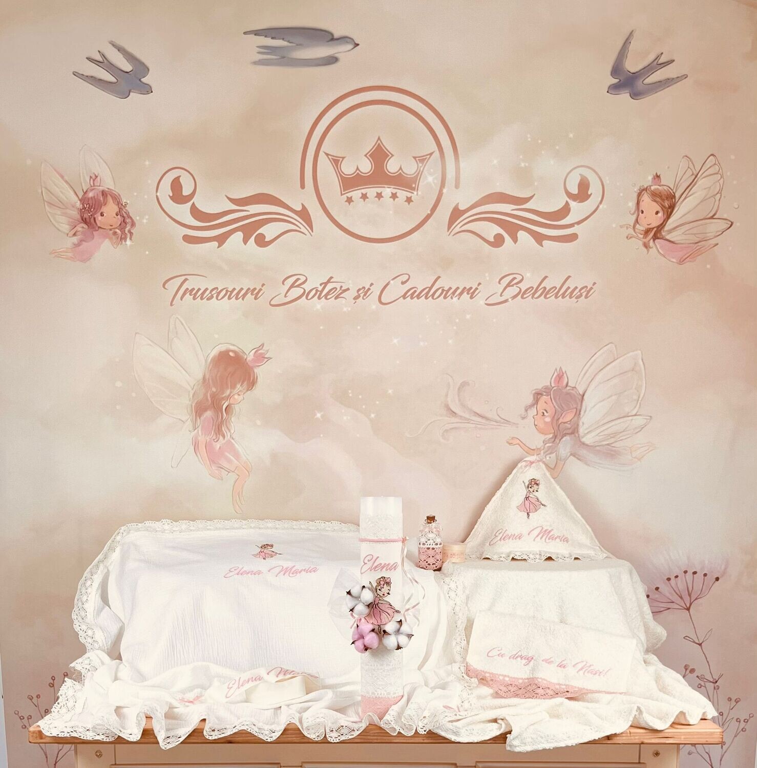 Trusou Botez Muslin Personalizat Balerina - Set Biserica