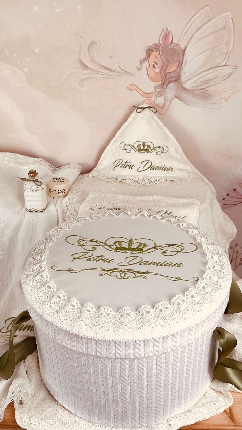 Trusou Botez Muslin Royal 2 Personalizat  - Set Biserica