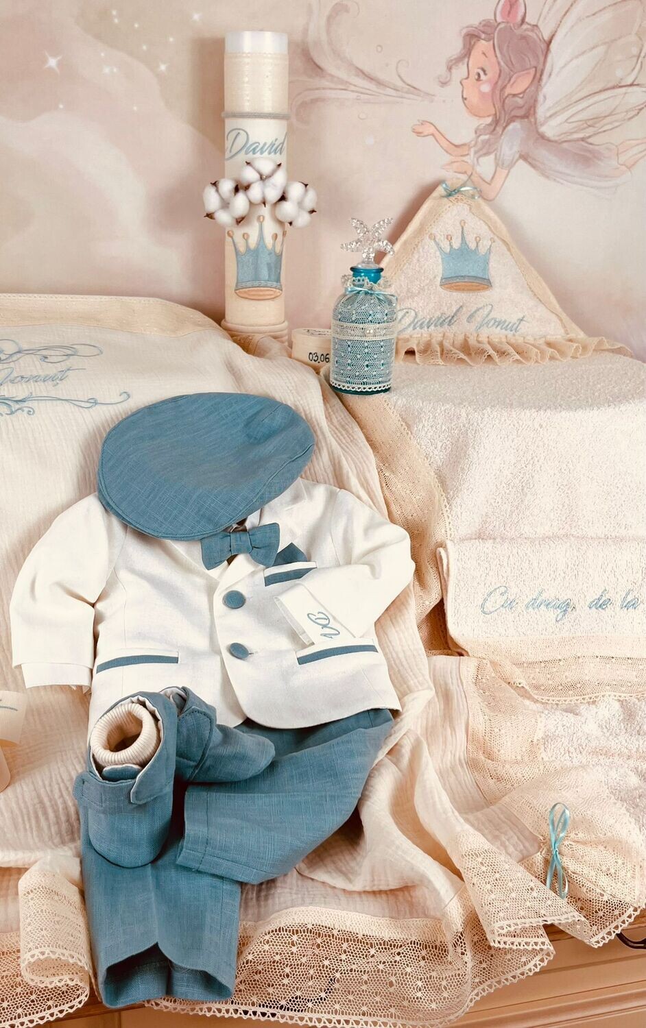 Trusou Botez Muslin Royal 3 Personalizat  - Set Biserica Premium