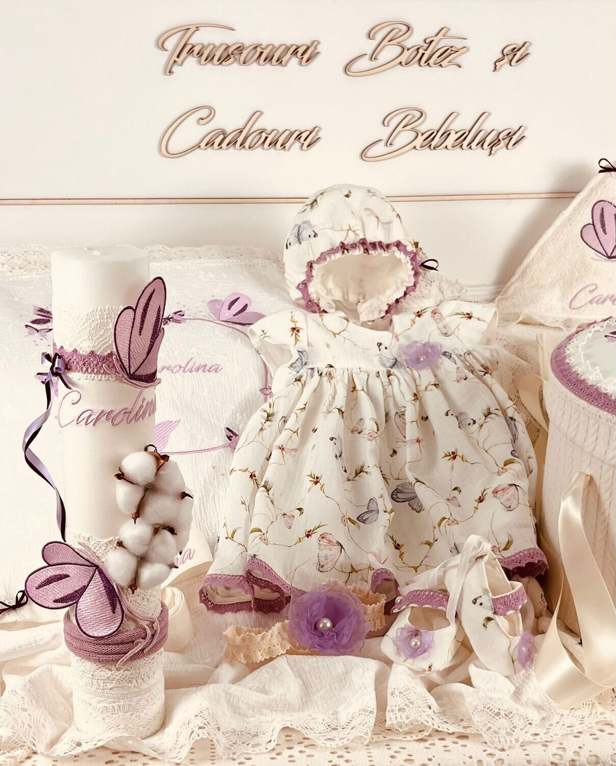 Trusou Botez Bumbac si Fluturi Carolina Set Biserica Premium