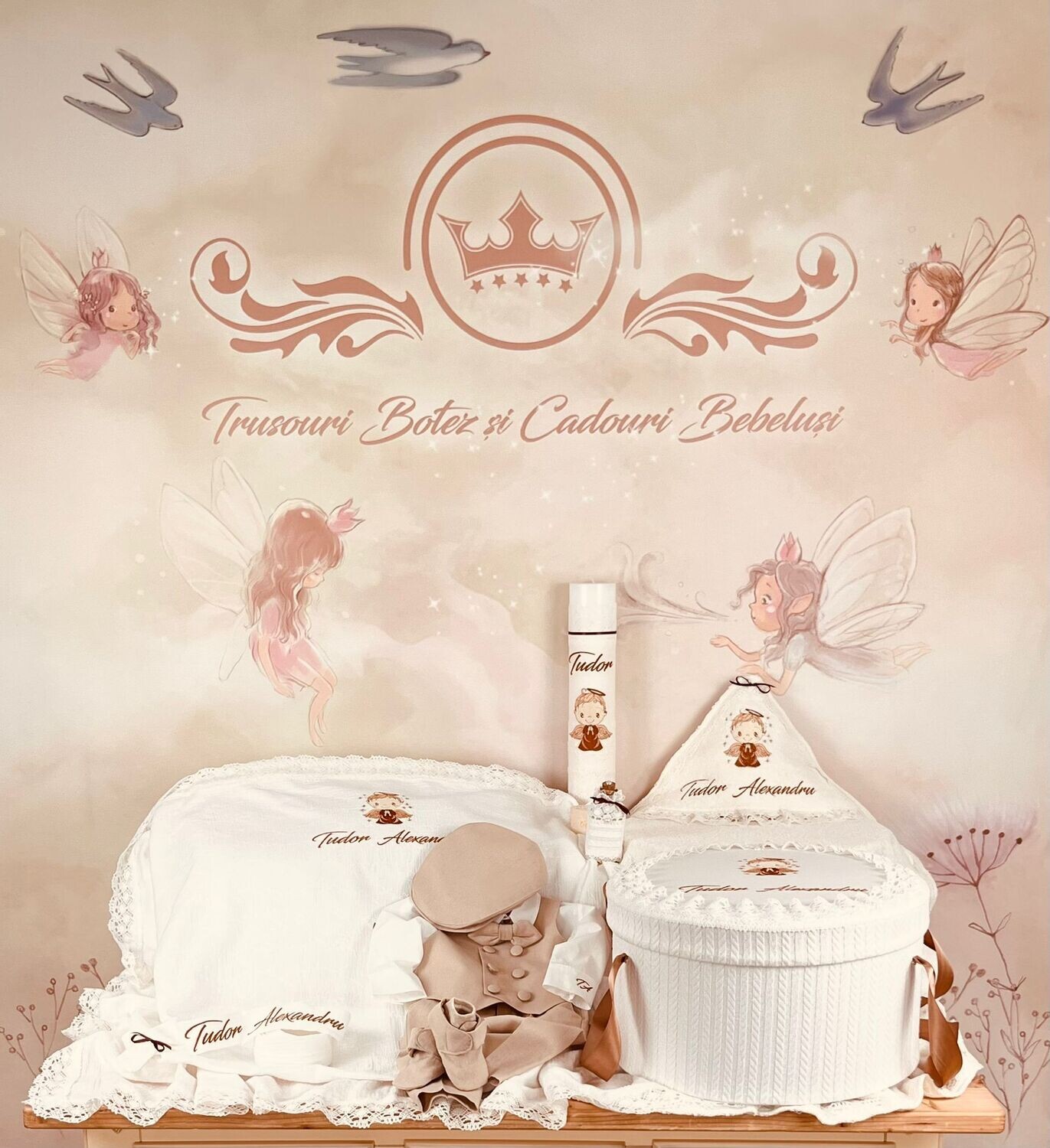 Trusou Botez Personalizat Ingeras Tudor - Set Biserica Premium