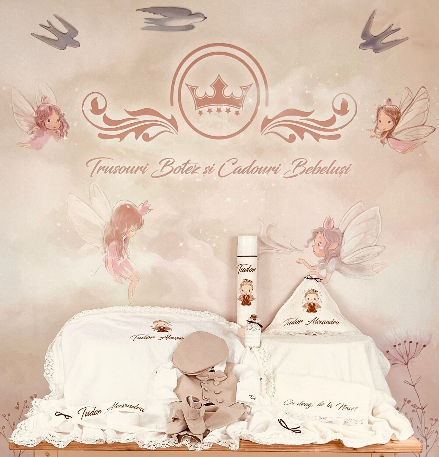 Trusou Botez Personalizat Ingeras Tudor - Set Biserica Premium