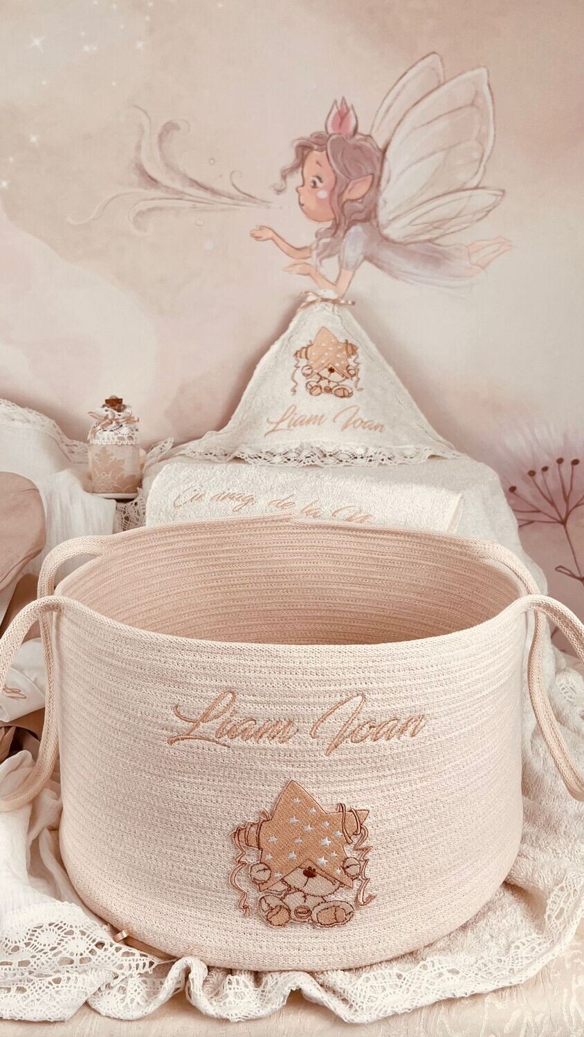 Trusou Botez Personalizat Muslin Ursulet Crem - Set Biserica Premium