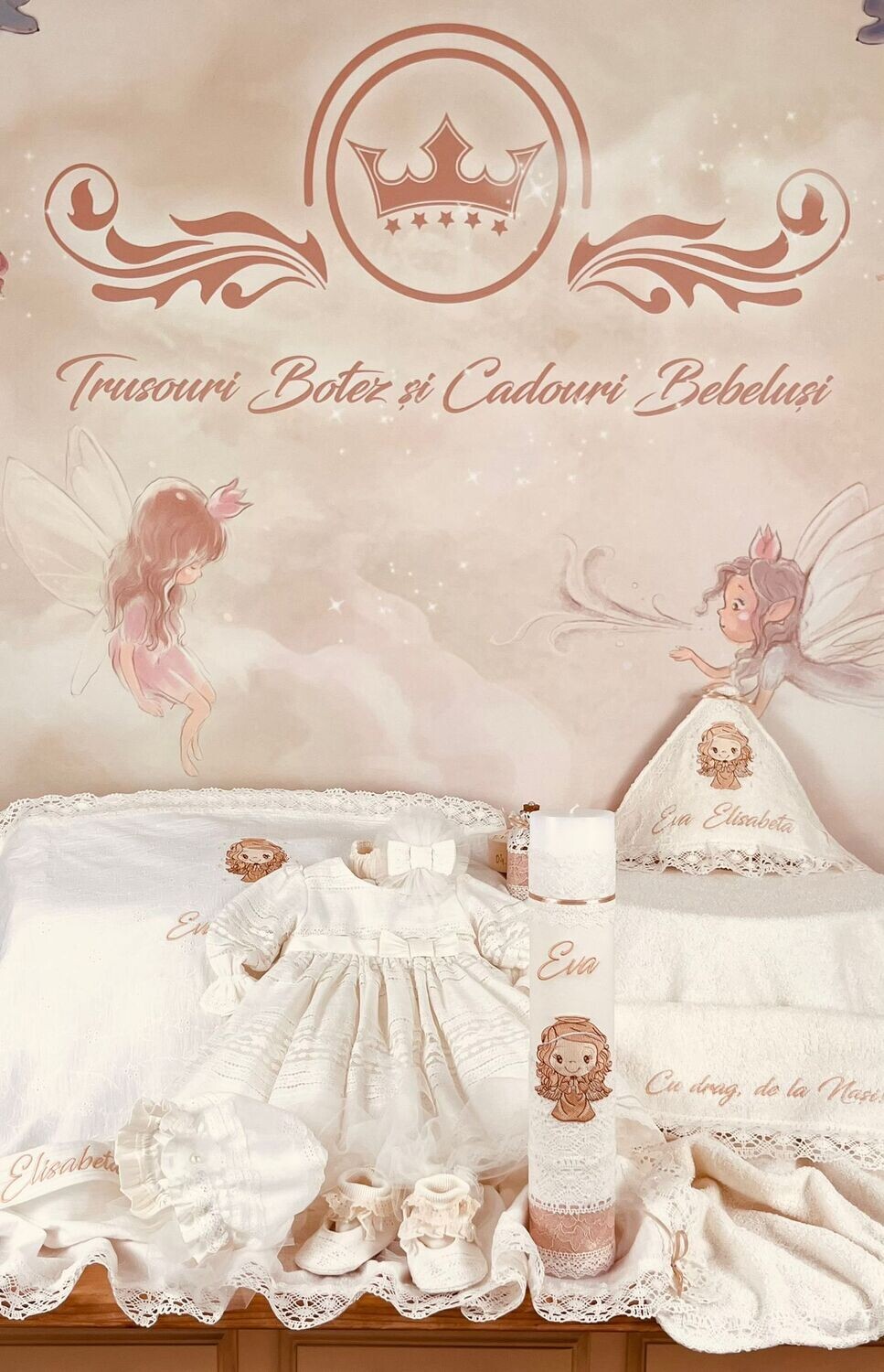 Trusou Botez Personalizat Fetita Ingeras - Set Biserica Premium